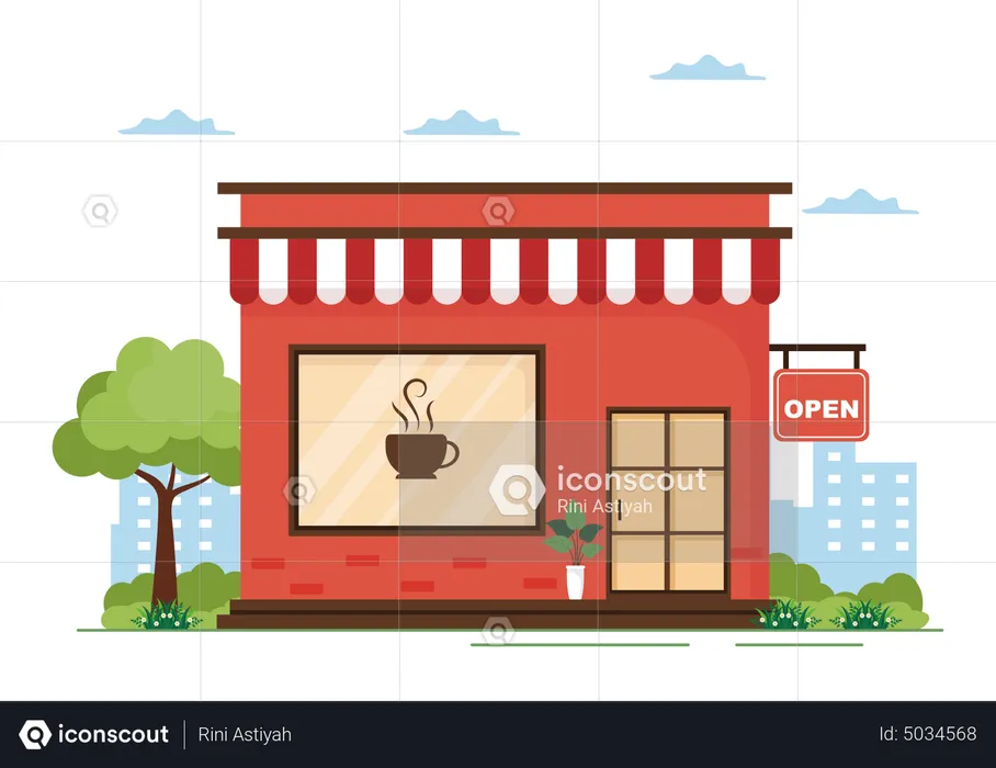 Coffee store exterior  Illustration