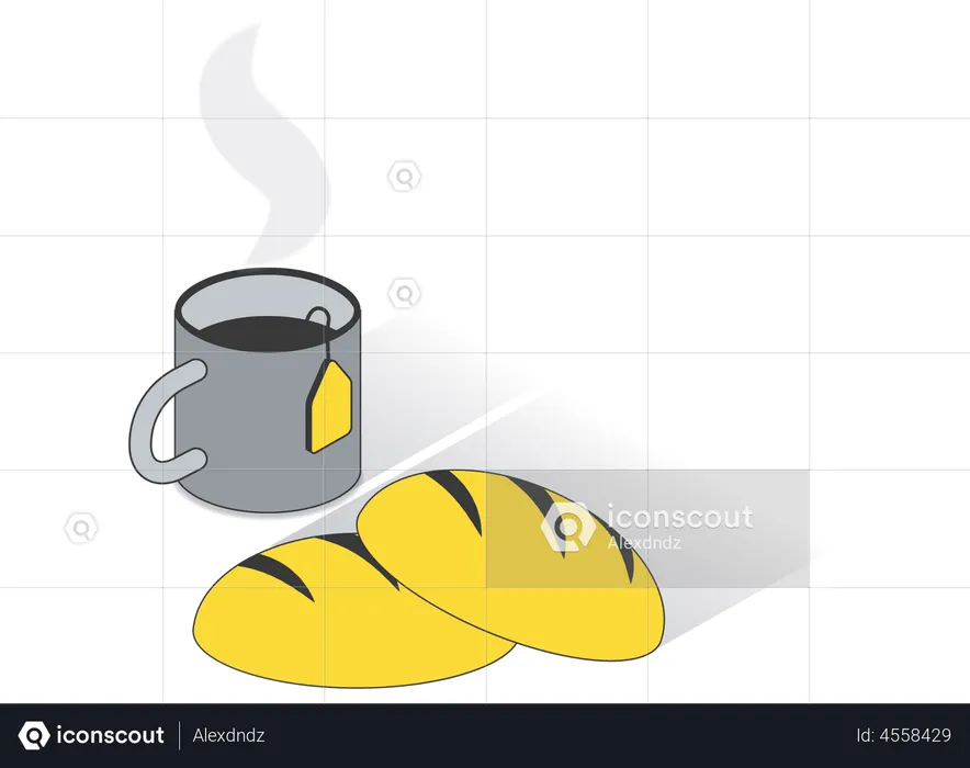 Coffee With Bread  Illustration