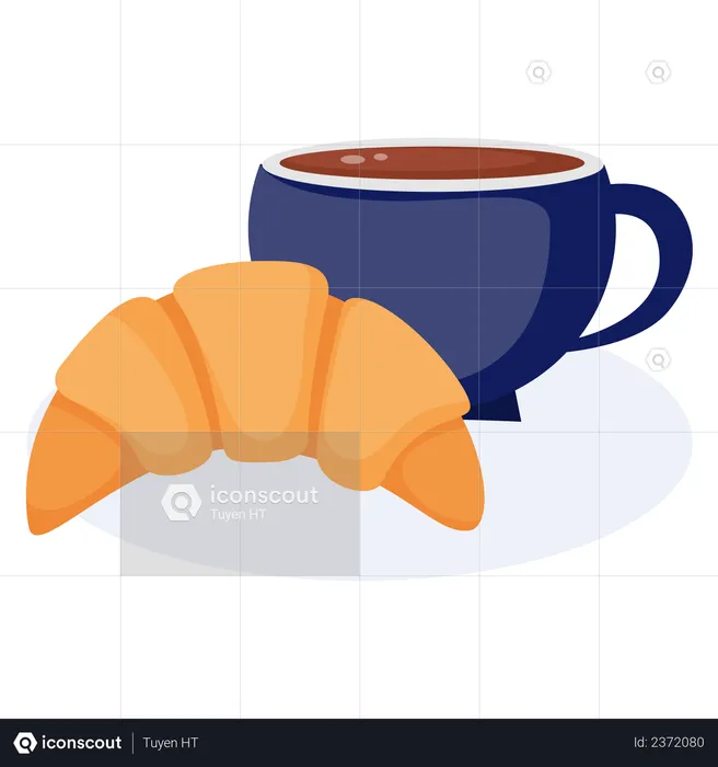 Coffee With Croissant  Illustration