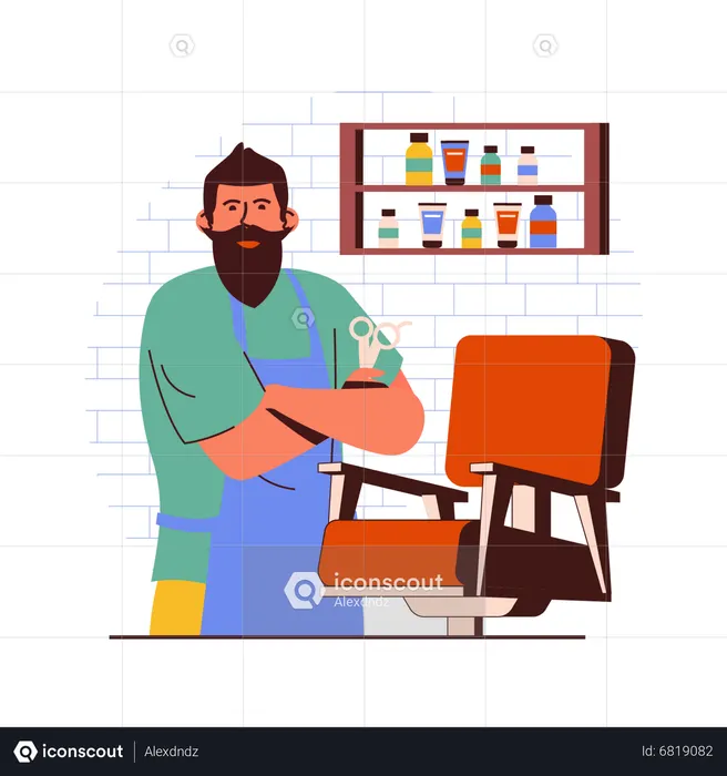 Coiffeur masculin au salon  Illustration
