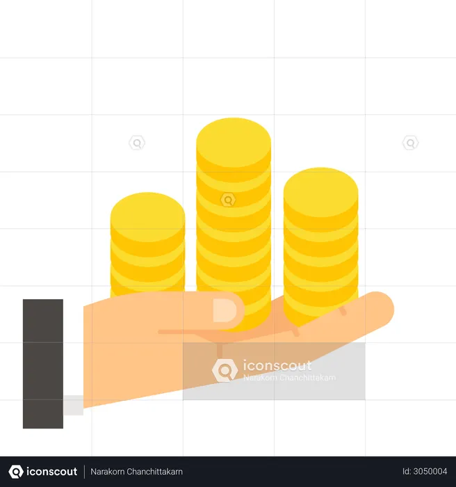 Coin in hand  Illustration
