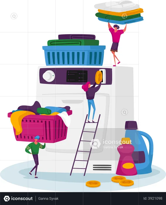 Coin laundry service  Illustration