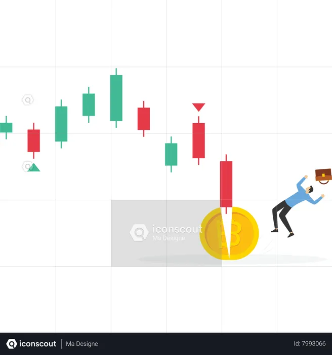 Coin price chart in the stock market dropped  Illustration