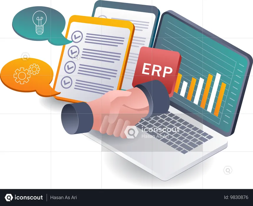 Colaboración en la integración del sistema ERP para empresas  Ilustración