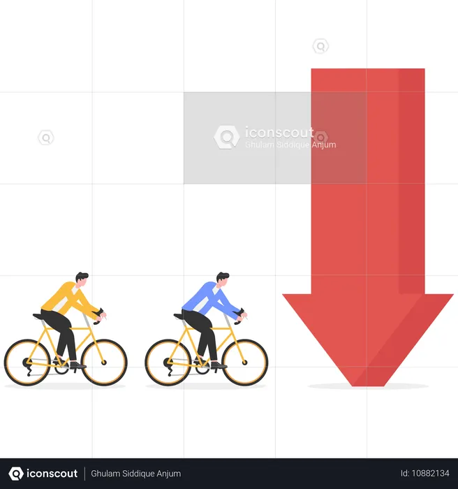 Colapso financeiro causando seta para baixo  Ilustração