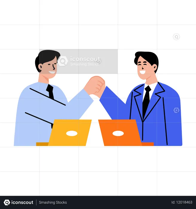 Colega de trabalho apertando as mãos  Ilustração