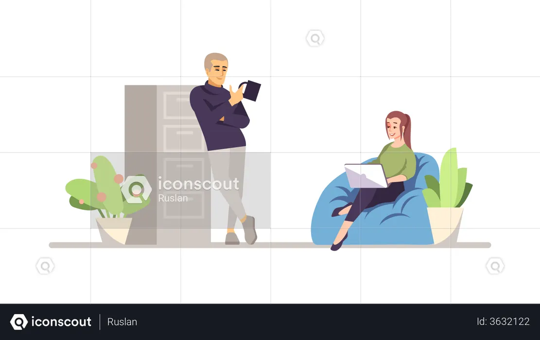 Colega de trabalho trabalhando juntos  Ilustração