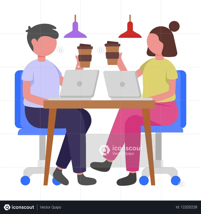 Colega de trabalho trabalhando junto  Ilustração