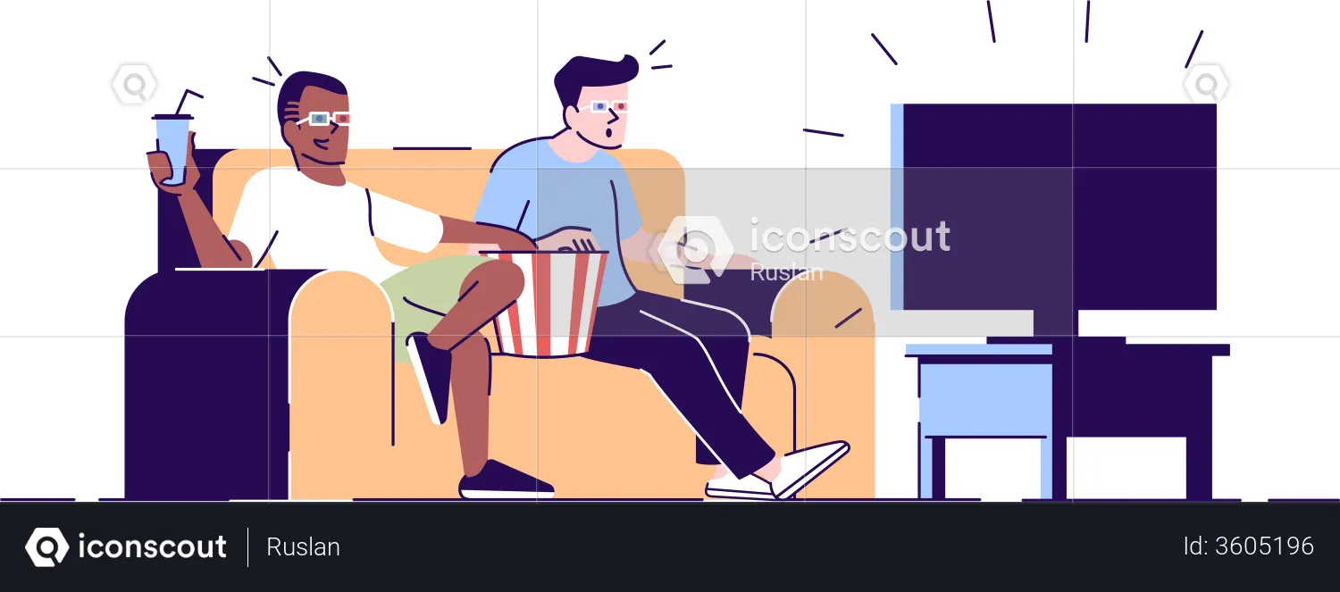 Colegas de quarto assistindo tv  Ilustração