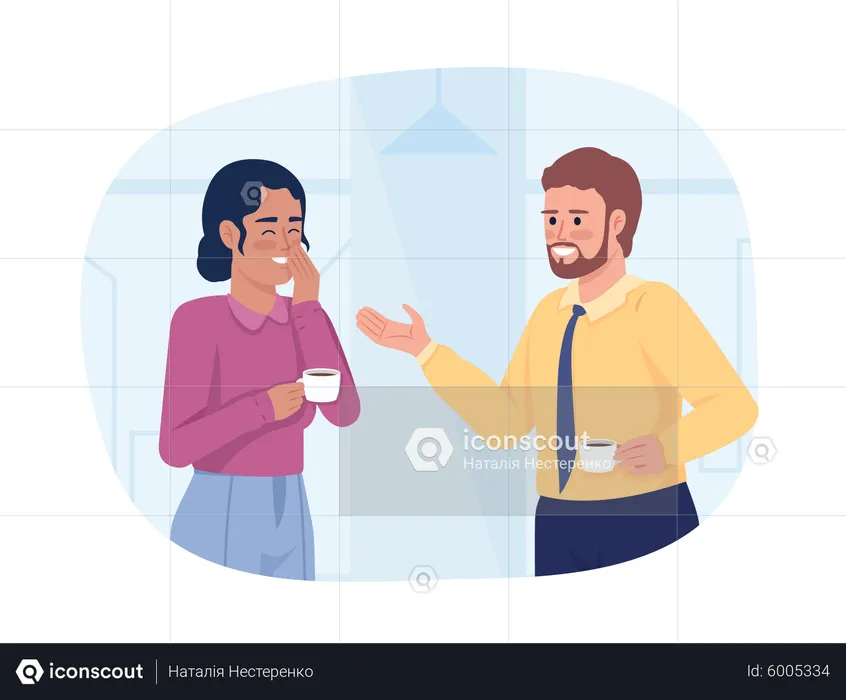 Colegas de trabalho conversando entre si  Ilustração