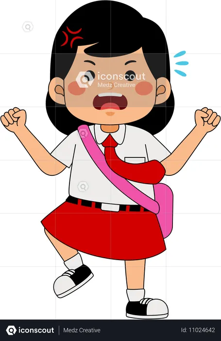 Menina da escola irritada  Ilustração