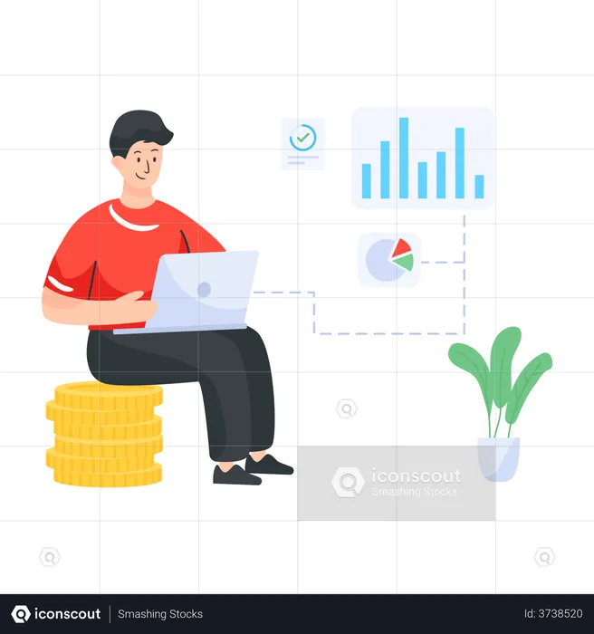 Funcionário coletando dados analíticos  Illustration