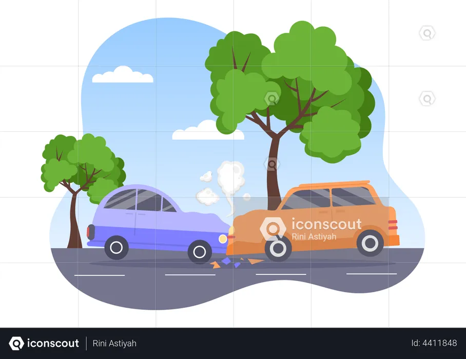 Dois carros colidindo  Illustration