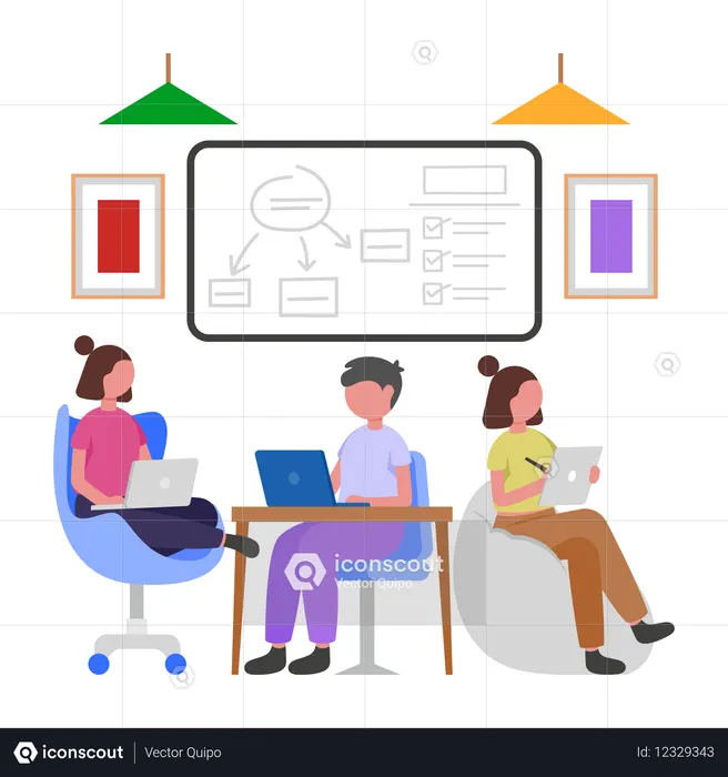 Collaboration d'une équipe commerciale  Illustration