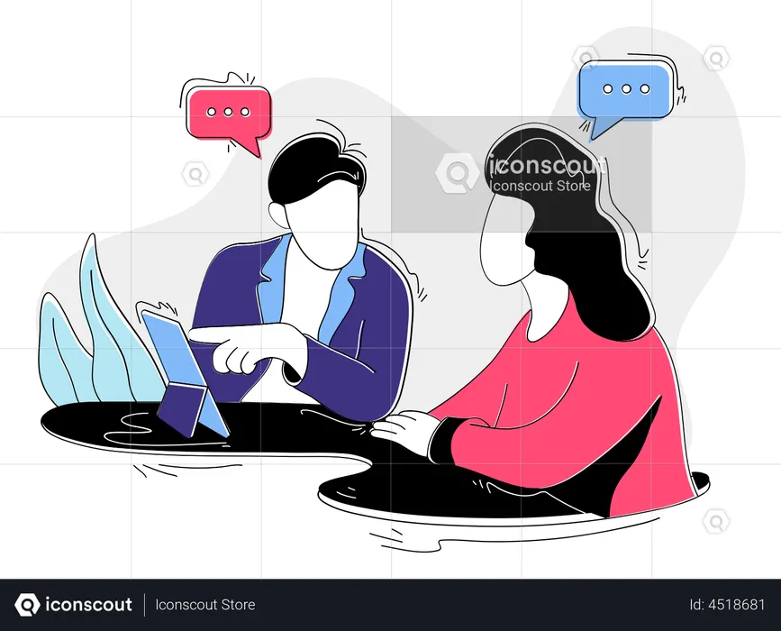 Colleagues discussing about work  Illustration