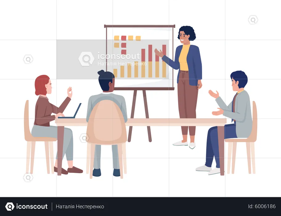 Colleagues discussing business strategy  Illustration
