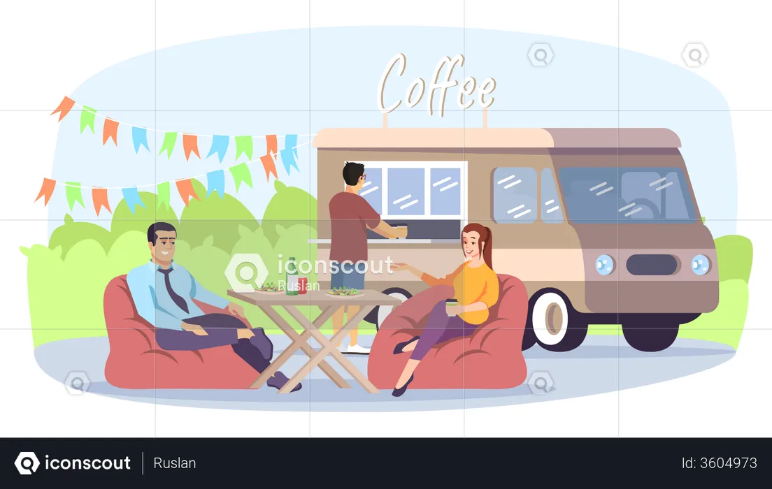 Colleagues meeting on coffee  Illustration