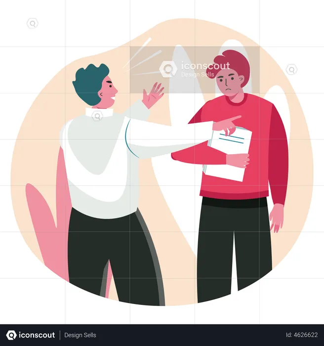 Colleagues shout at each other and argue  Illustration