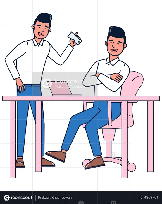 Colleagues talking at office  Illustration