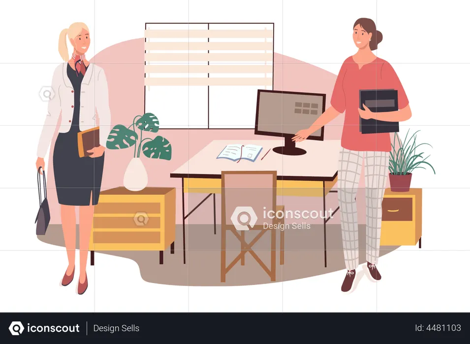 Colleagues Talking At Office  Illustration