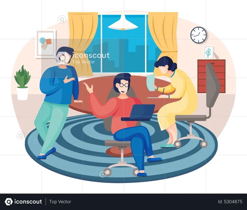 Colleagues workers spending time together  Illustration