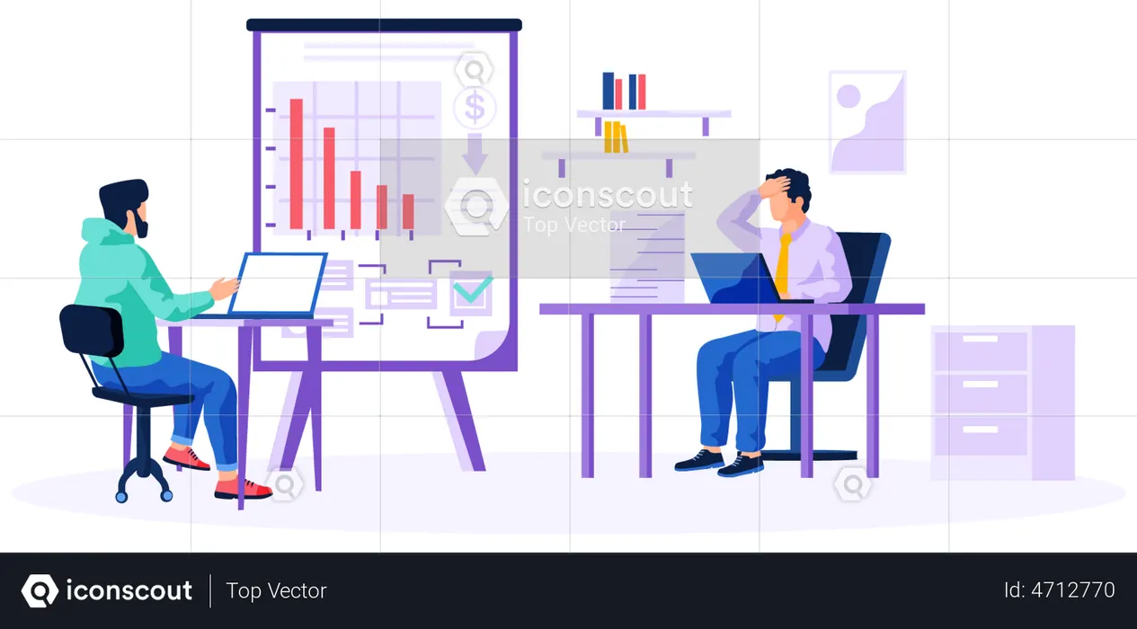 Colleagues working with business issues  Illustration