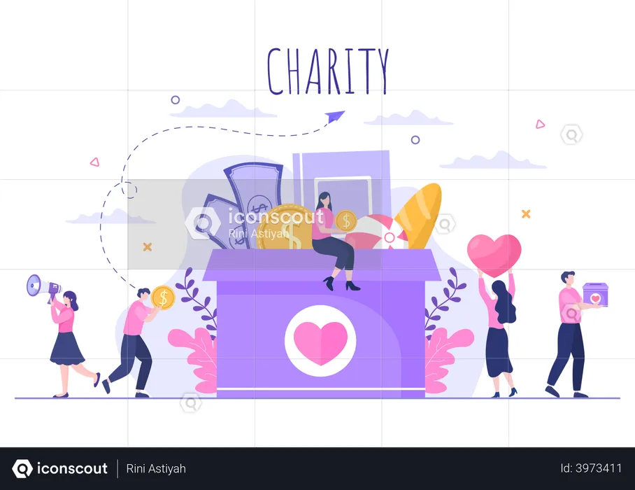 Collecting charity donation  Illustration