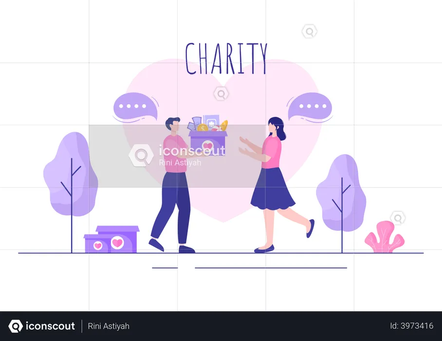 Collecting donation for charity hand to hand  Illustration