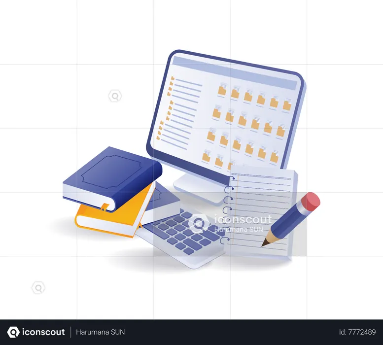 Collection of online lesson folders  Illustration