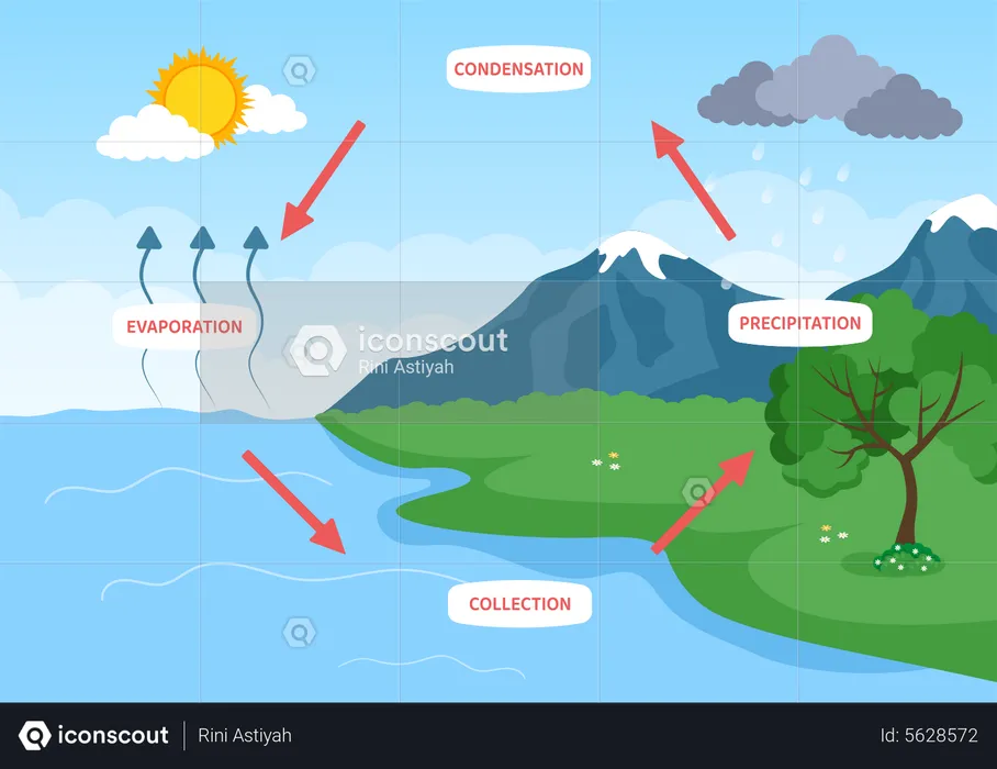 Collection of water after condensation  Illustration