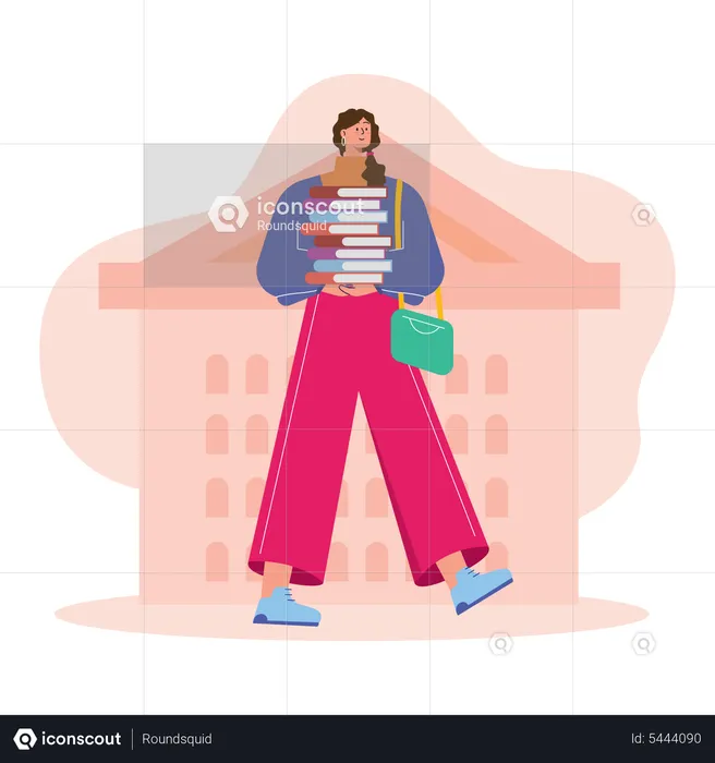 College girl holding book  Illustration