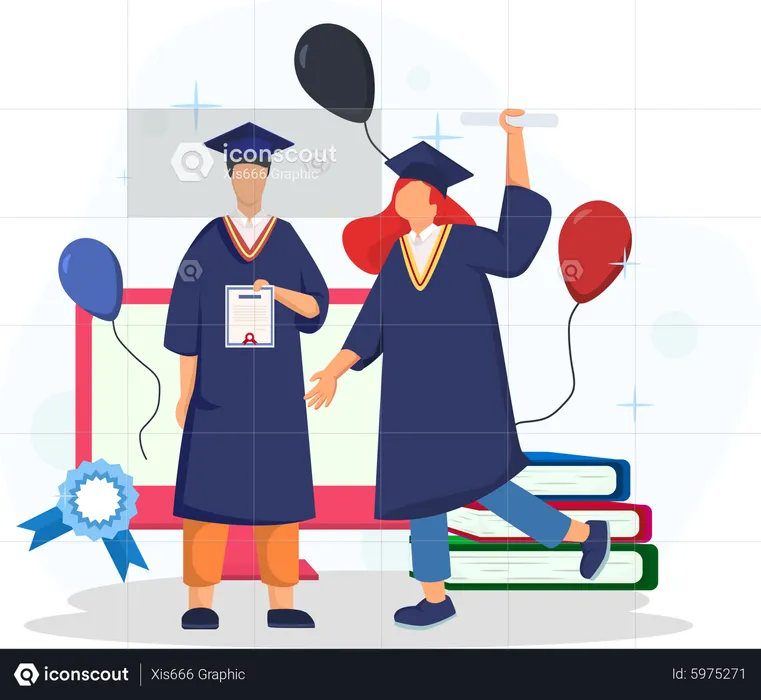 College student celebrating graduation  Illustration