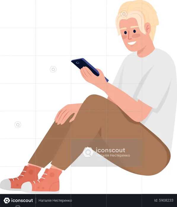 College student with smartphone  Illustration