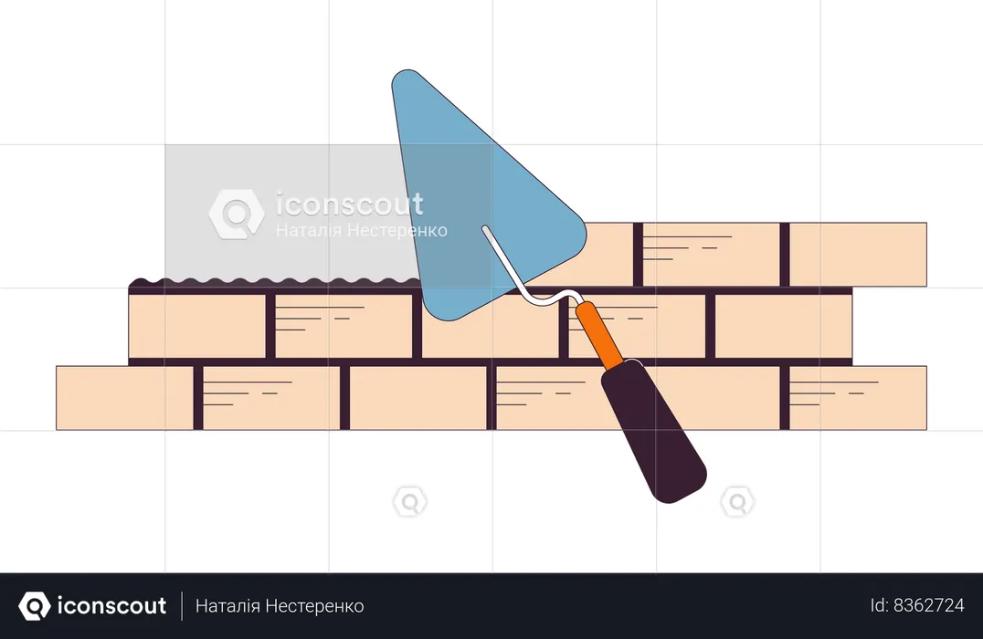 Colocación de ladrillos con llana  Ilustración