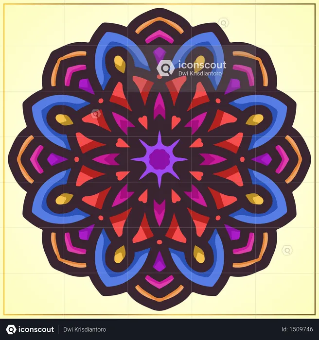 Colorful circular mandala art with floral motifs element  Illustration