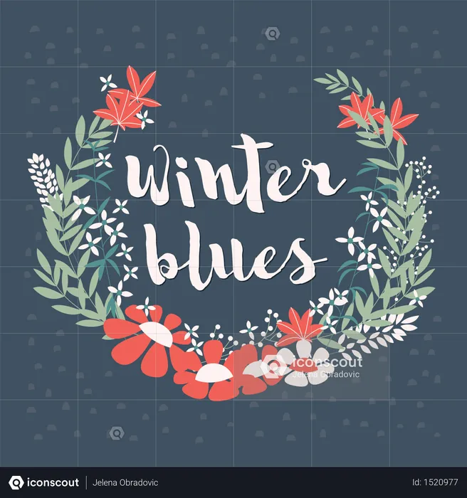 초대, 결혼식 또는 인사말 카드, 벡터 일러스트레이션을 위한 겨울 꽃꽂이와 꽃의 다채로운 컬렉션  일러스트레이션