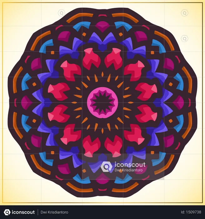 Colorful indian mandala art with floral motifs element  Illustration