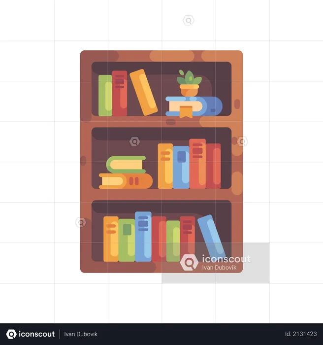 Colorful wooden bookshelf  Illustration