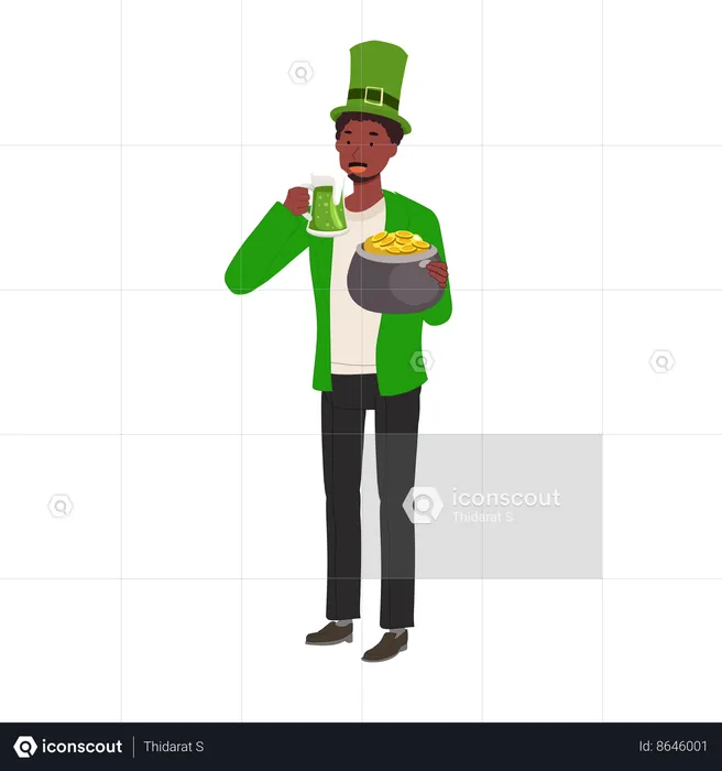 Comemoração do Dia de São Patrício com Cerveja Verde  Illustration