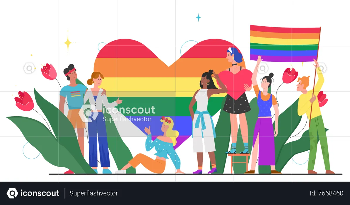 Celebração do mês do orgulho lgbt  Ilustração