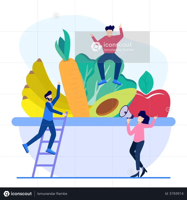 Comer comida saúdavel  Ilustração