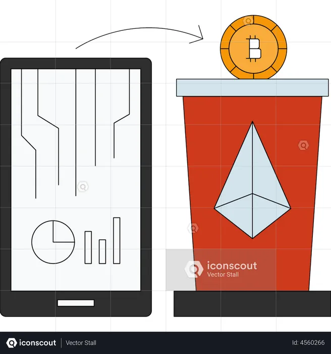 Comercio móvil de bitcoins  Ilustración