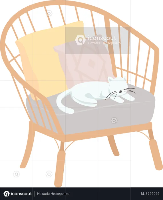 Comfortable armchair with pet  Illustration