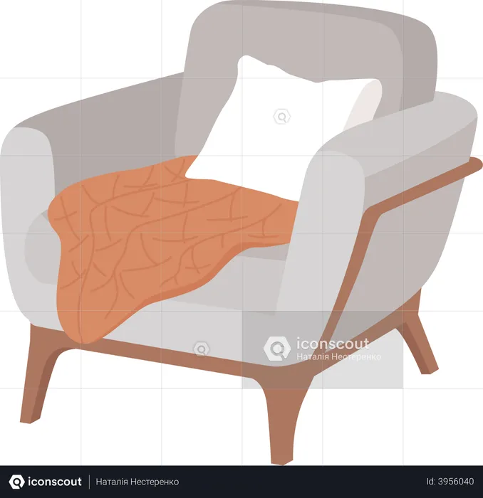 Comfortable armchair with pillow  Illustration
