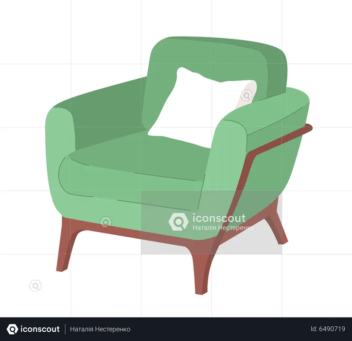 Comfortable armchair with pillow  Illustration