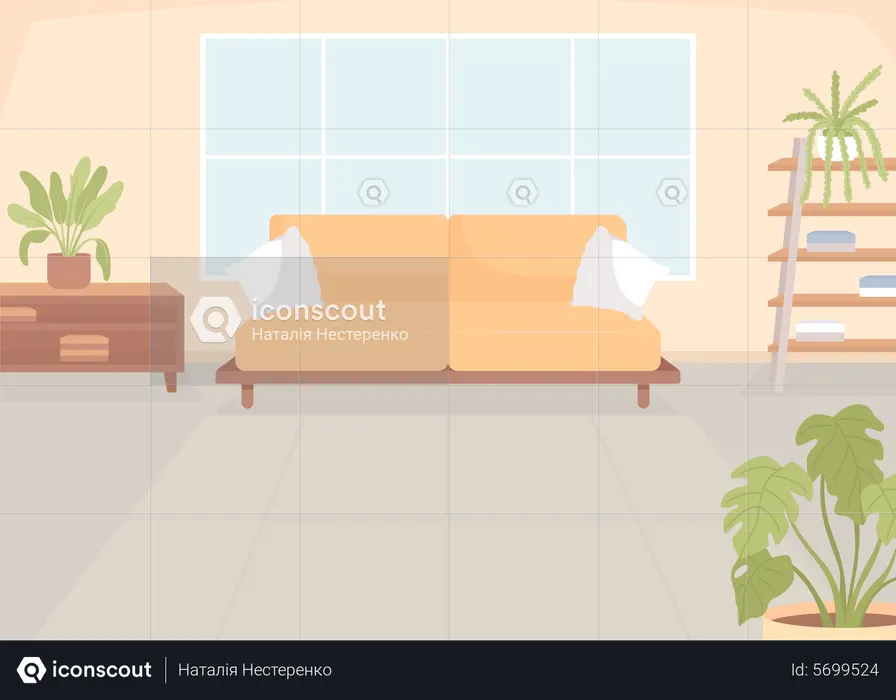 Comfortable sofa in living room  Illustration