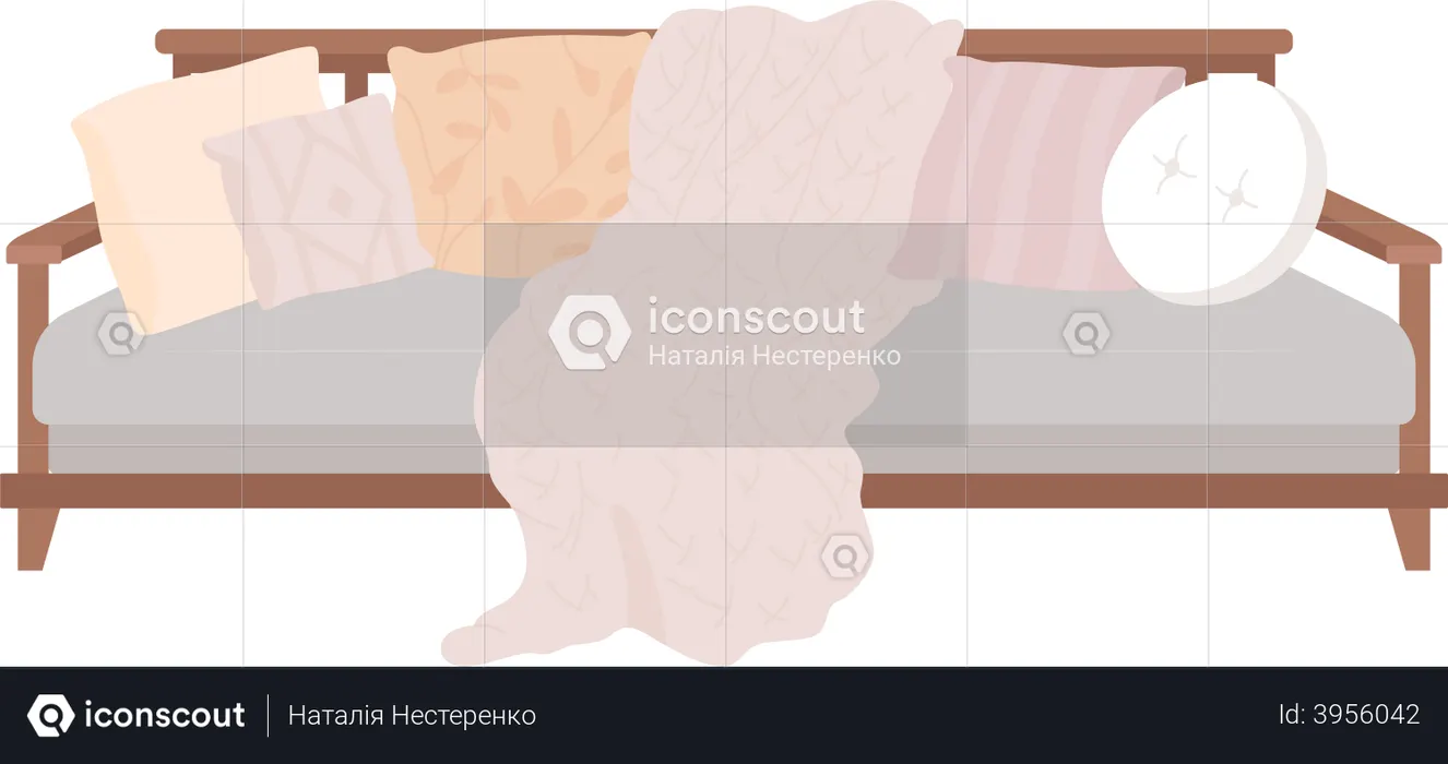 Comfortable sofa with pillows  Illustration