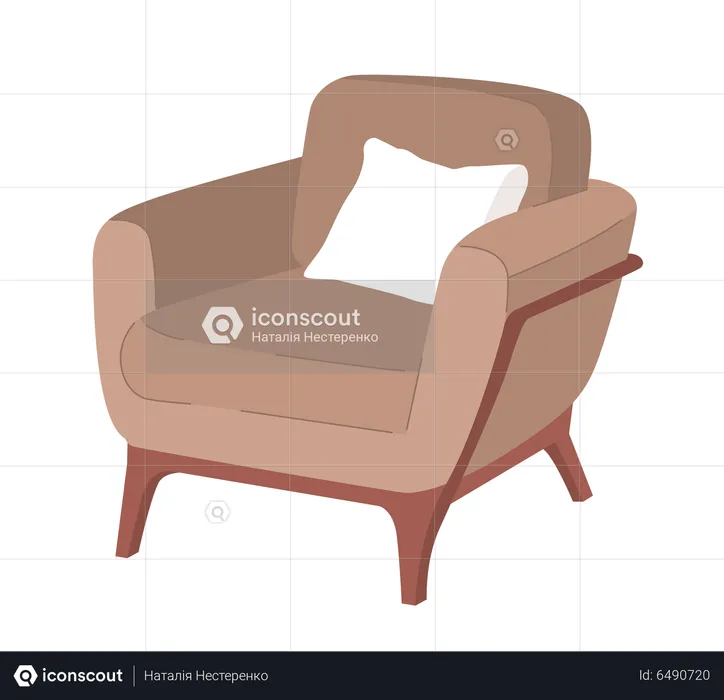 Comfy living room armchair with cushion  Illustration