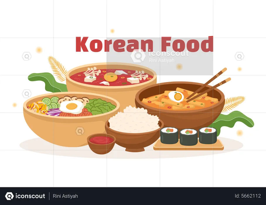 Comida coreana  Ilustração