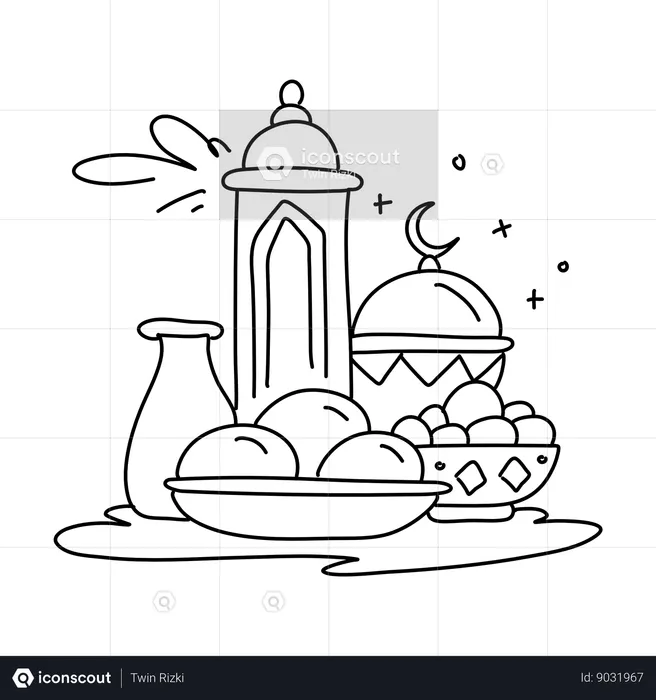 Comida do Ramadã  Ilustração